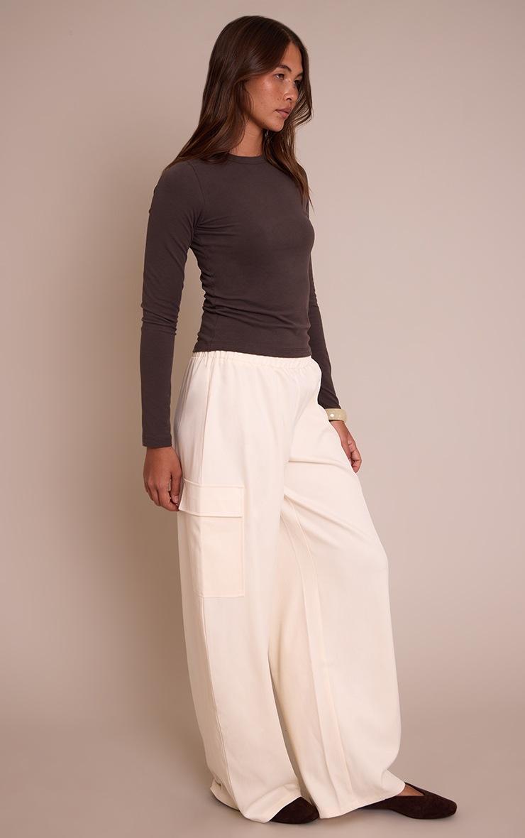 Pretty Little Thing Cream Woven Wide Leg Cargos