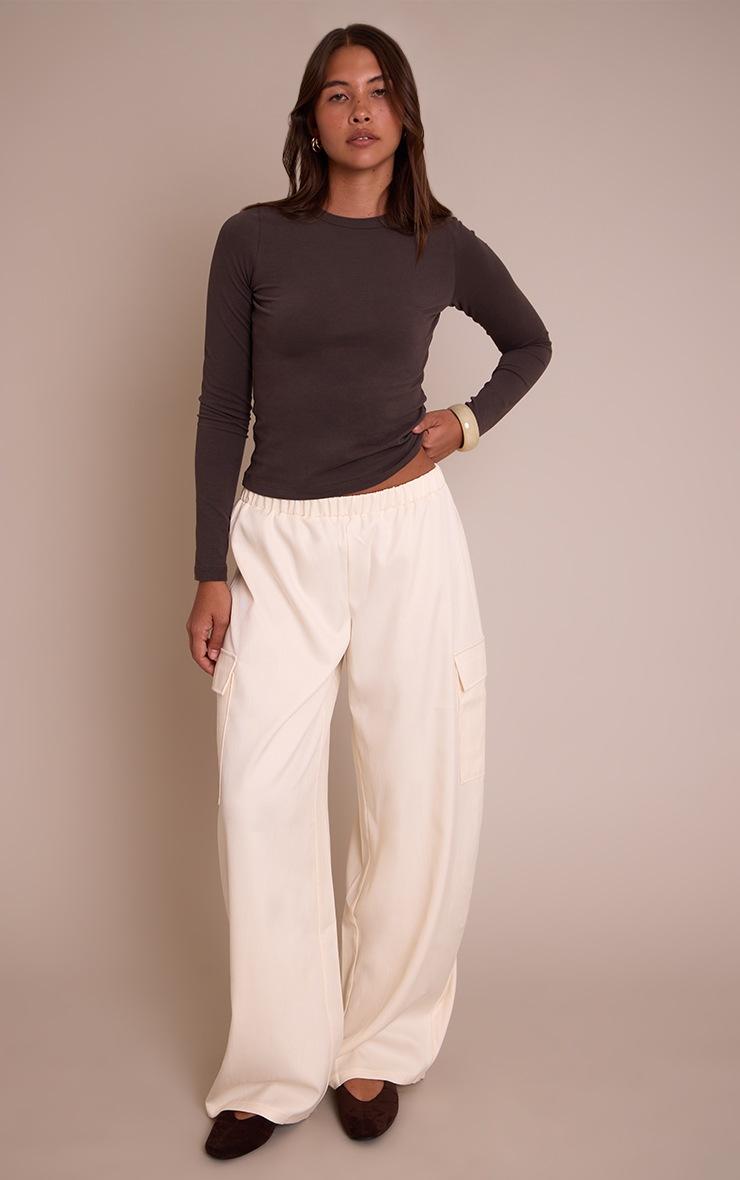 Pretty Little Thing Cream Woven Wide Leg Cargos