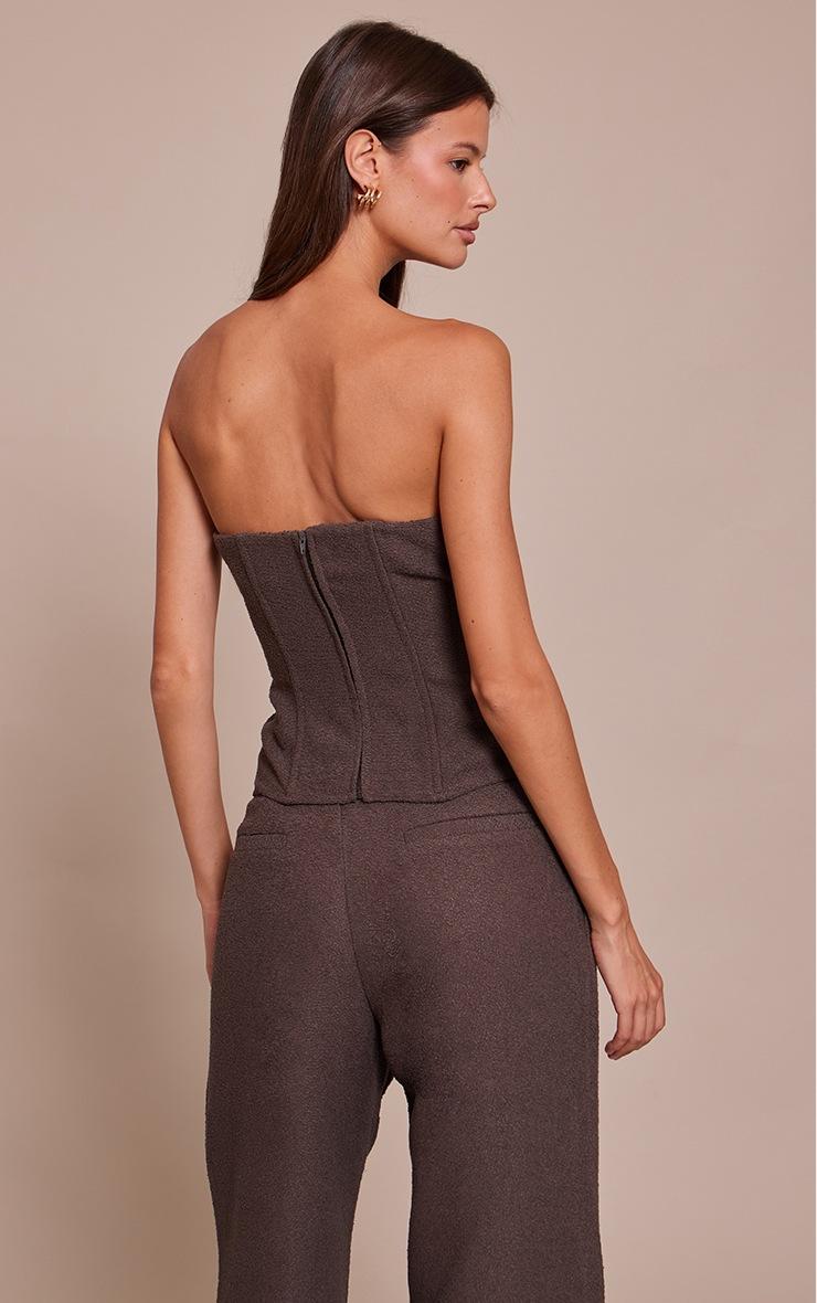 Pretty Little Thing Dark Brown Boucle Boned Corset