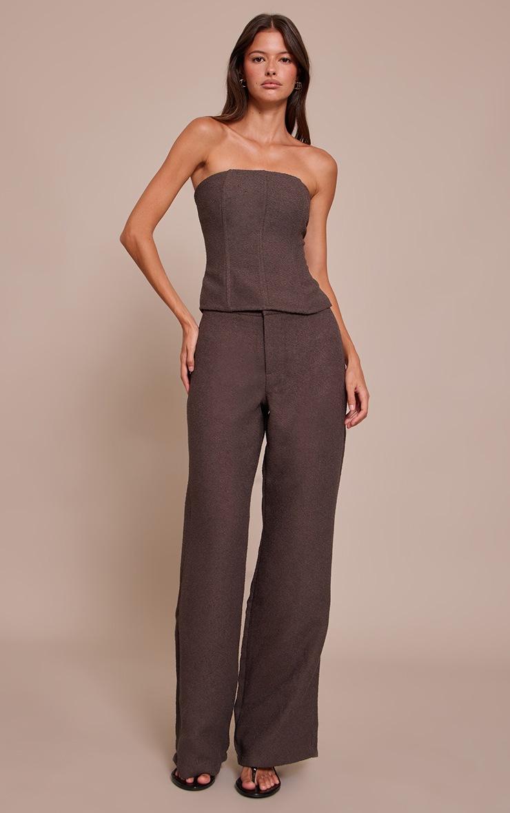 Pretty Little Thing Dark Brown Boucle Boned Corset