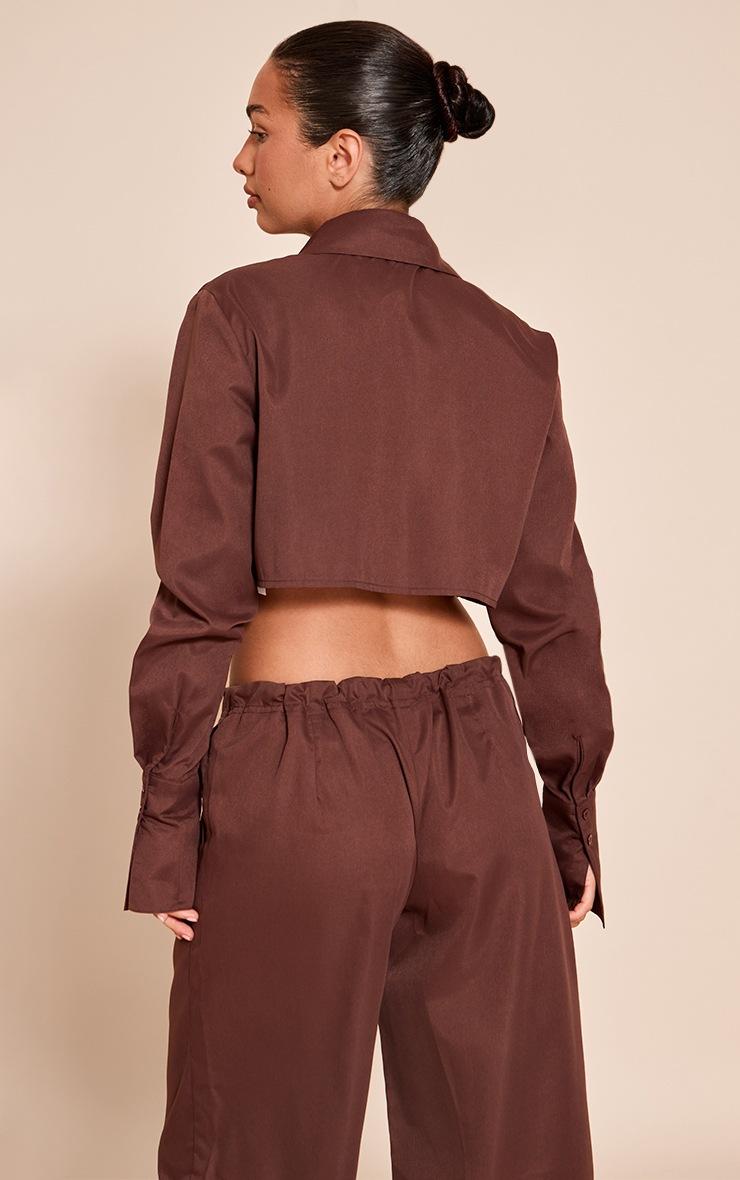 Pretty Little Thing Dark Brown Cropped Shirt