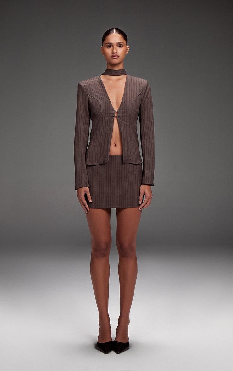 Pretty Little Thing Dark Grey Pinstripe Mini Skirt