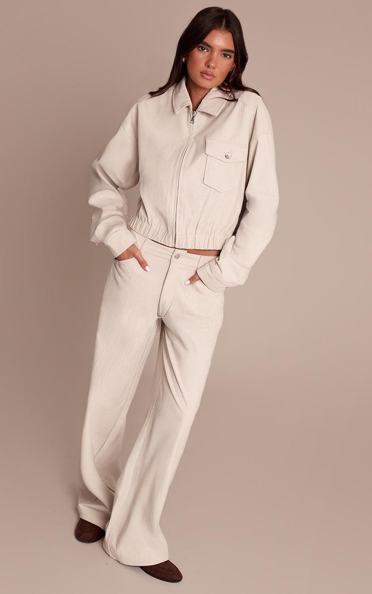 Pretty Little Thing Ecru Cord Cropped Zip Jacket