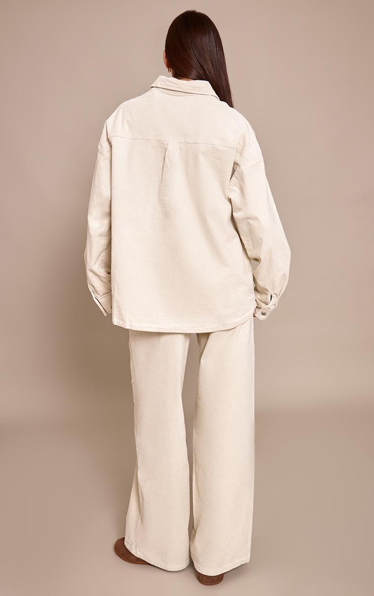 Pretty Little Thing Ecru Cord Wide Leg Jeans