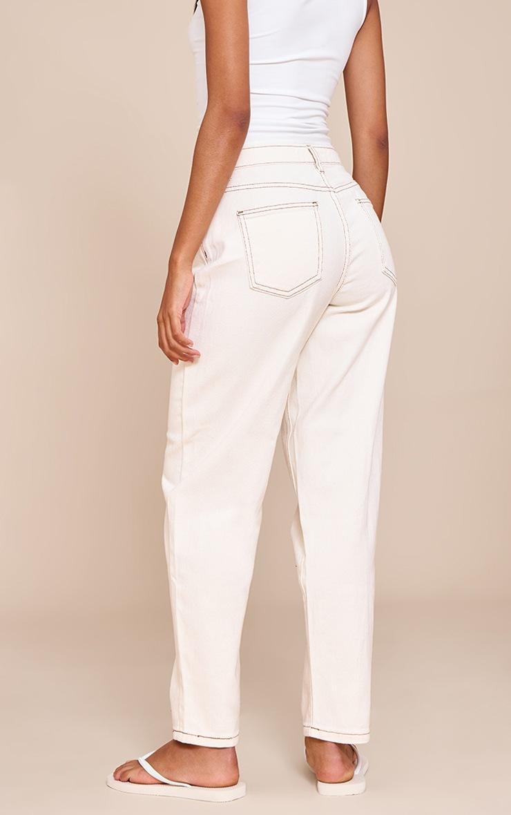 Pretty Little Thing Ecru High Waist Mom Jeans