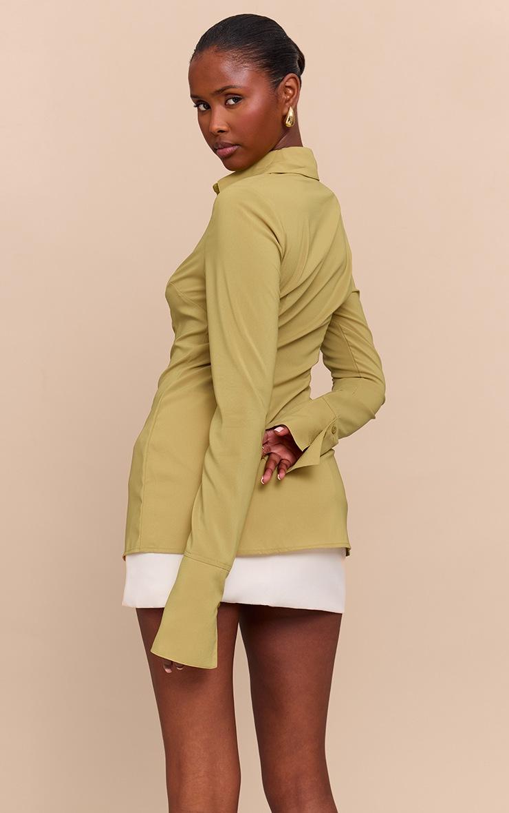 Pretty Little Thing Green Chiffon Fitted Shirt