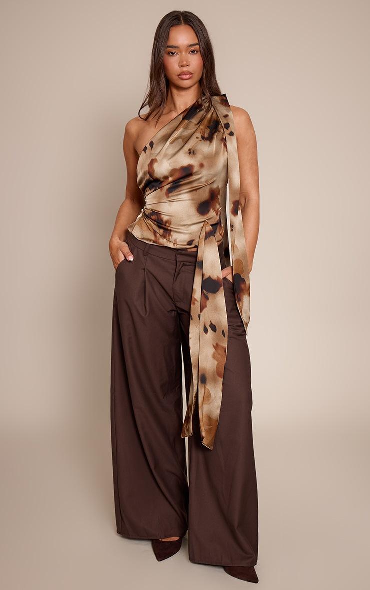 Pretty Little Thing Green Printed Satin Drape Top