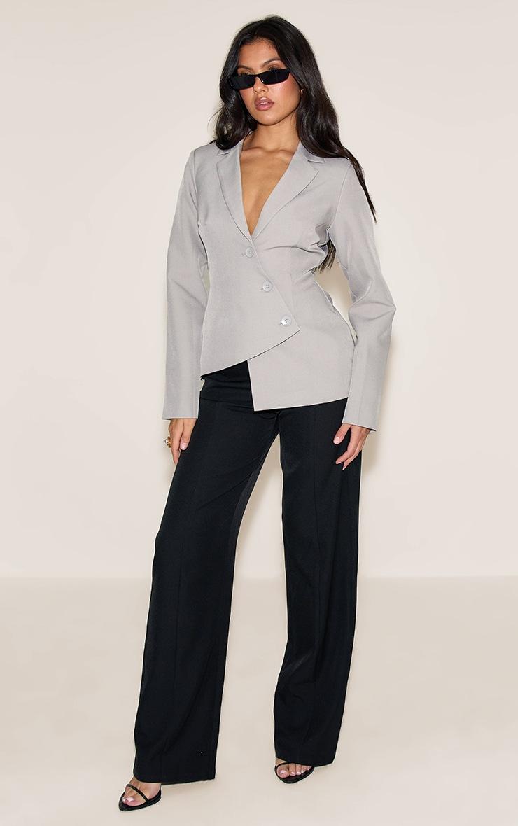 Pretty Little Thing Grey Asymmetric Button Blazer