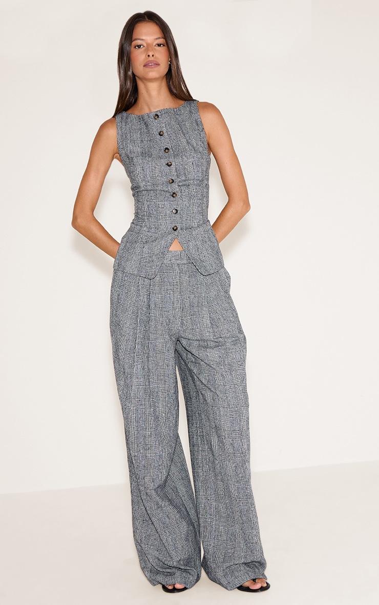 Pretty Little Thing Grey Checked Woven Vest