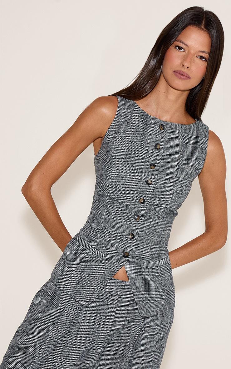 Pretty Little Thing Grey Checked Woven Vest