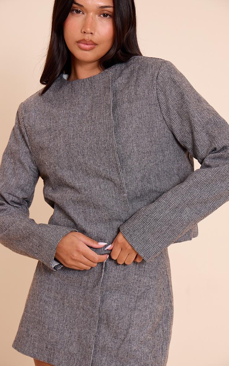 Pretty Little Thing Grey Dogtooth Print Mini Skirt