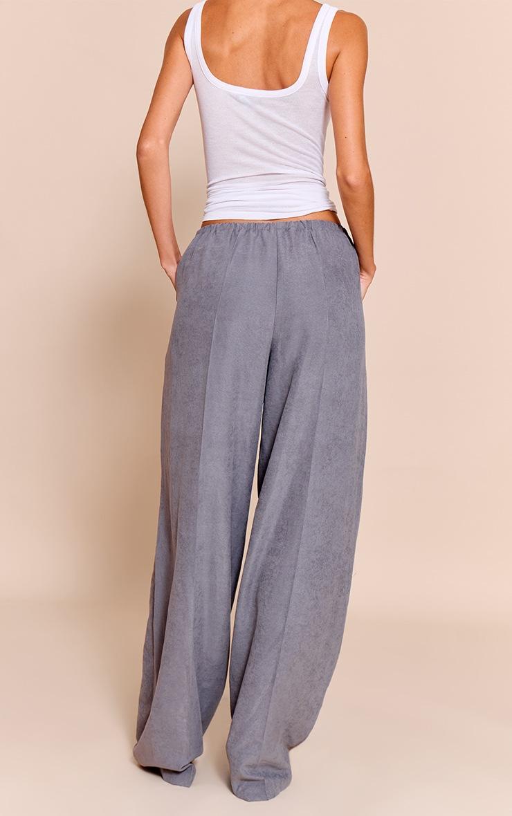 Pretty Little Thing Grey Peachskin Wide Leg Pants