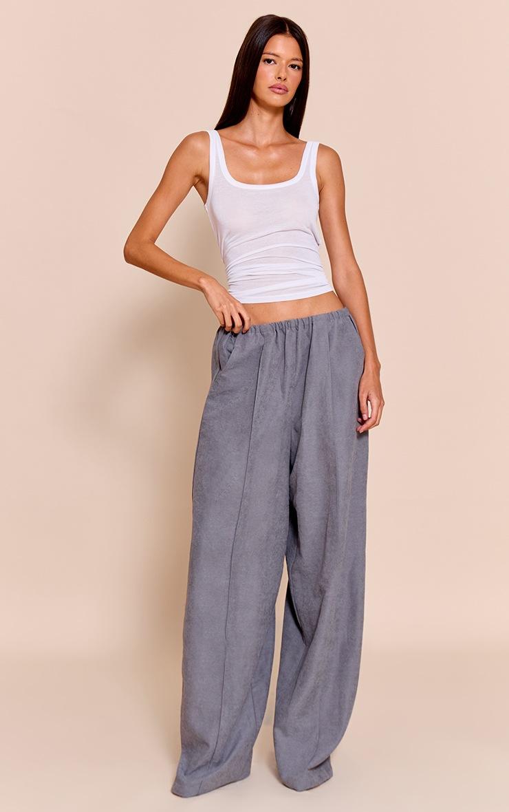 Pretty Little Thing Grey Peachskin Wide Leg Pants