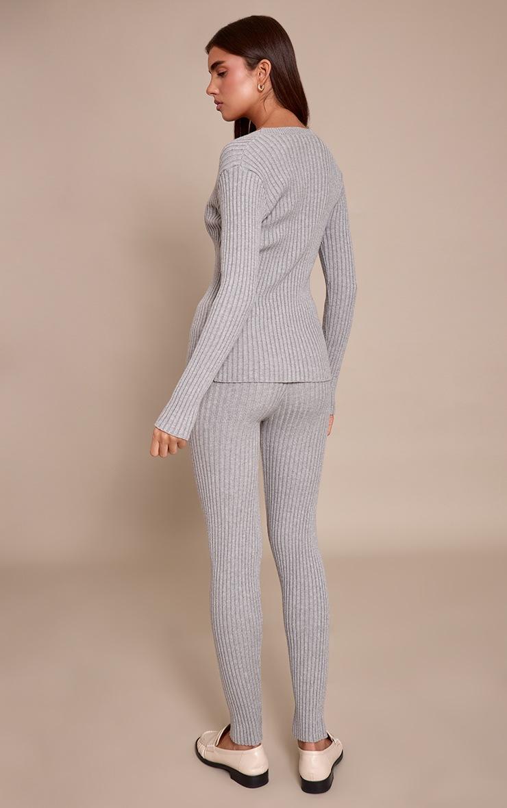 Pretty Little Thing Grey Ribbed Knitted Legging