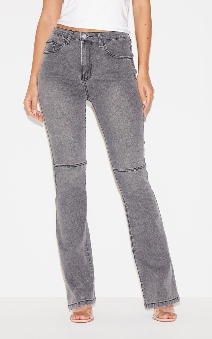 Pretty Little Thing Grey Seam Detail Flared Jeans