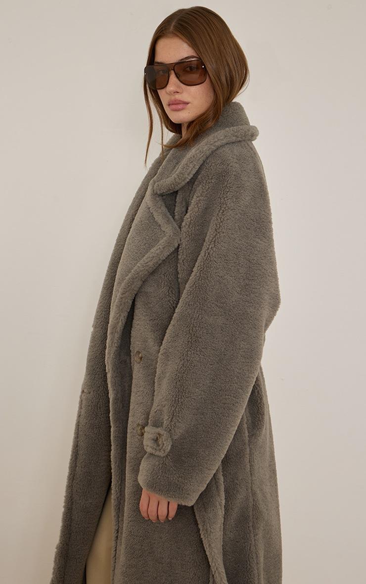 Pretty Little Thing Grey Teddy Trench Coat