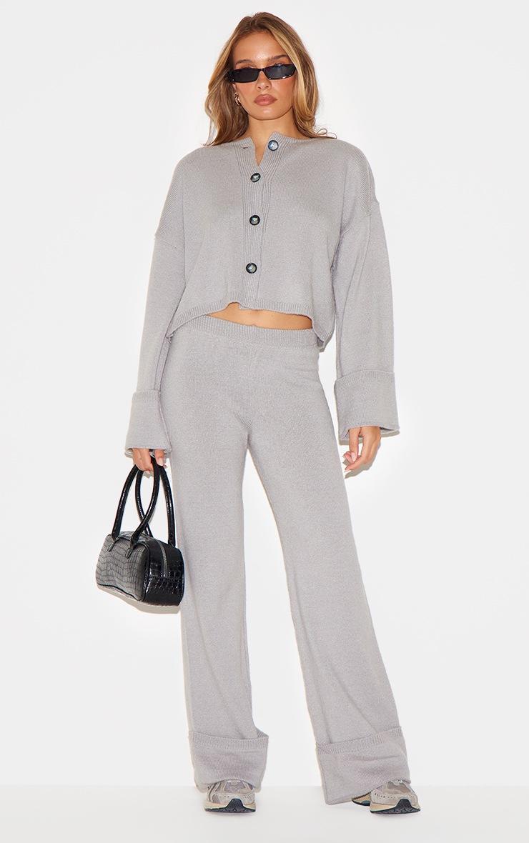 Pretty Little Thing Grey Turn Up Hem Knit Pants