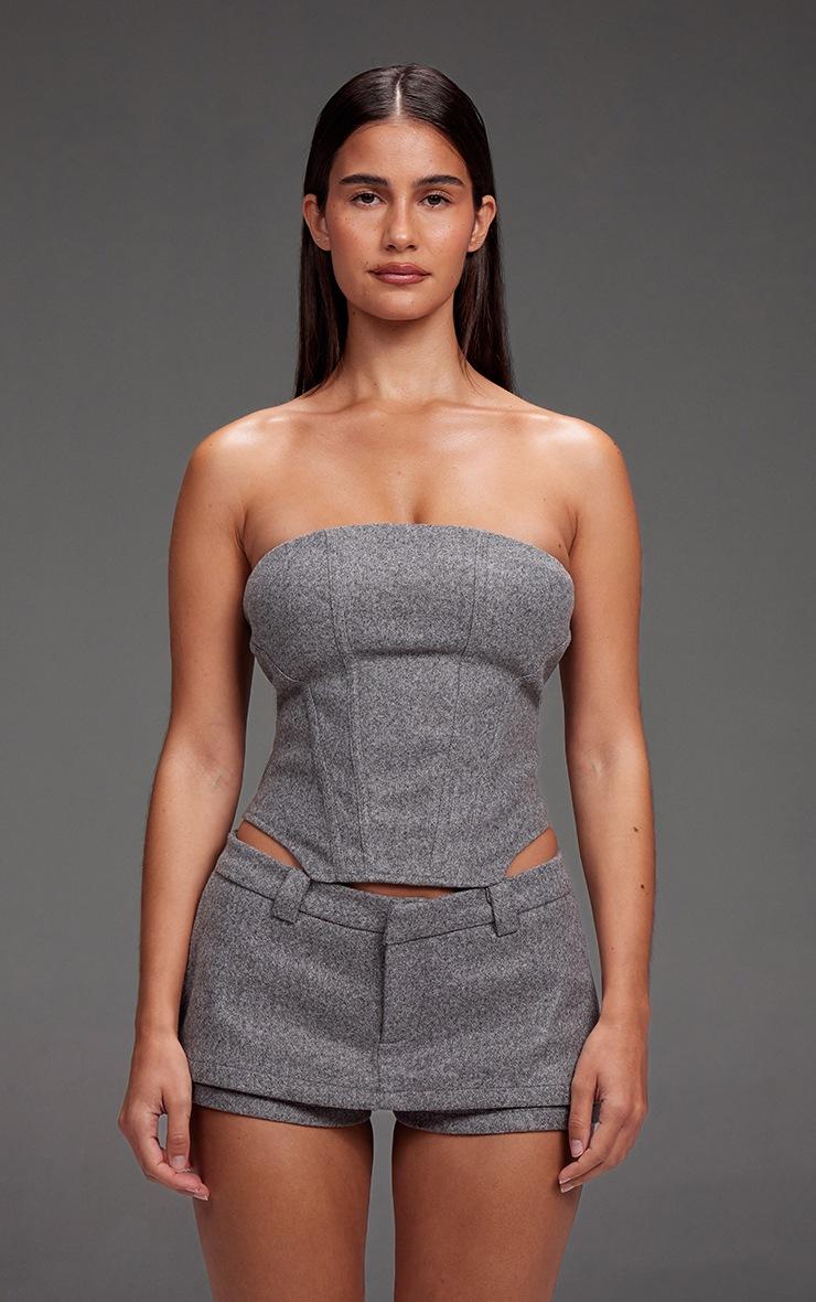 Pretty Little Thing Grey Wool Look Corset