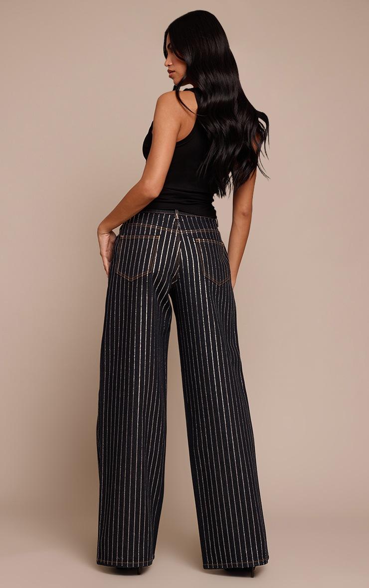 Pretty Little Thing Indigo Diamante Striped Jeans