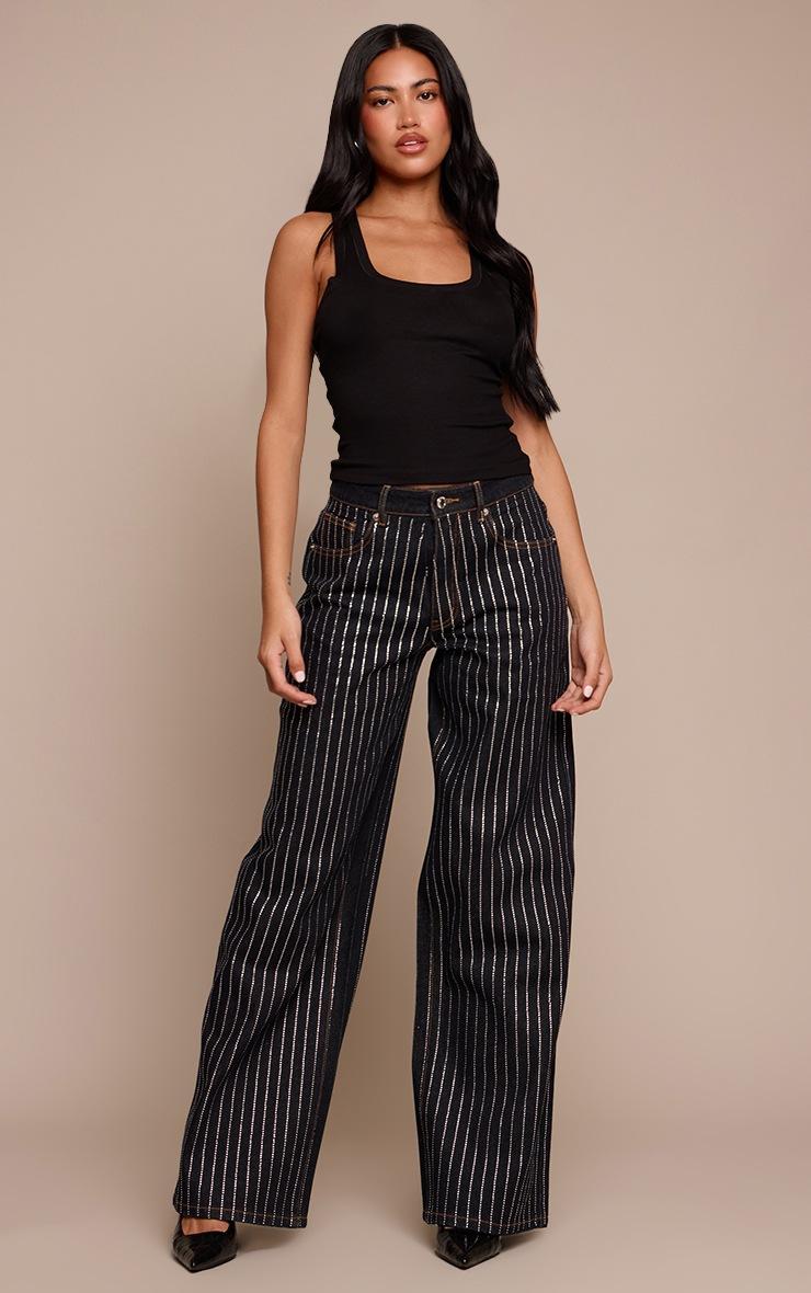Pretty Little Thing Indigo Diamante Striped Jeans