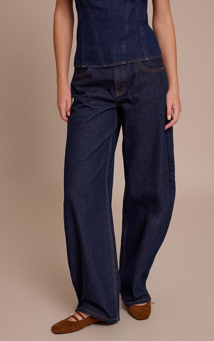 Pretty Little Thing Indigo Low Rise Barrel Jeans