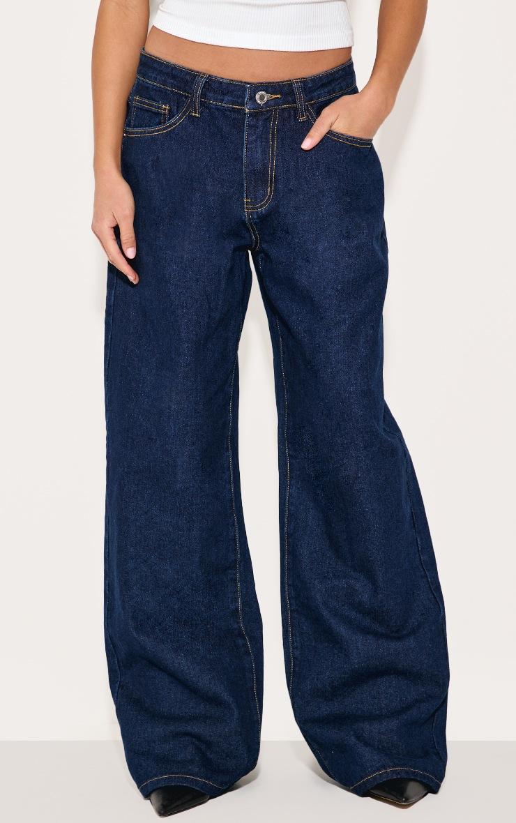 Pretty Little Thing Indigo Low Rise Wide Leg Jeans