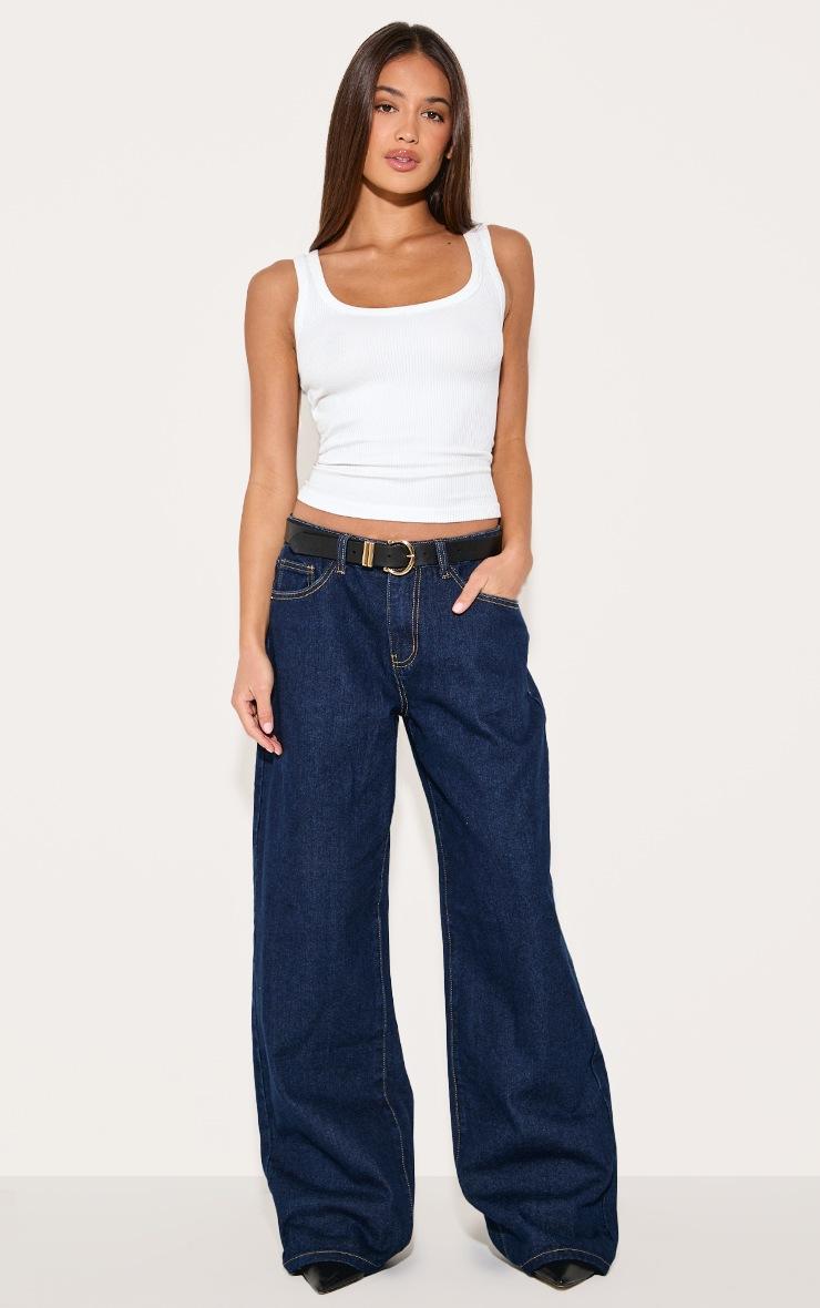 Pretty Little Thing Indigo Low Rise Wide Leg Jeans