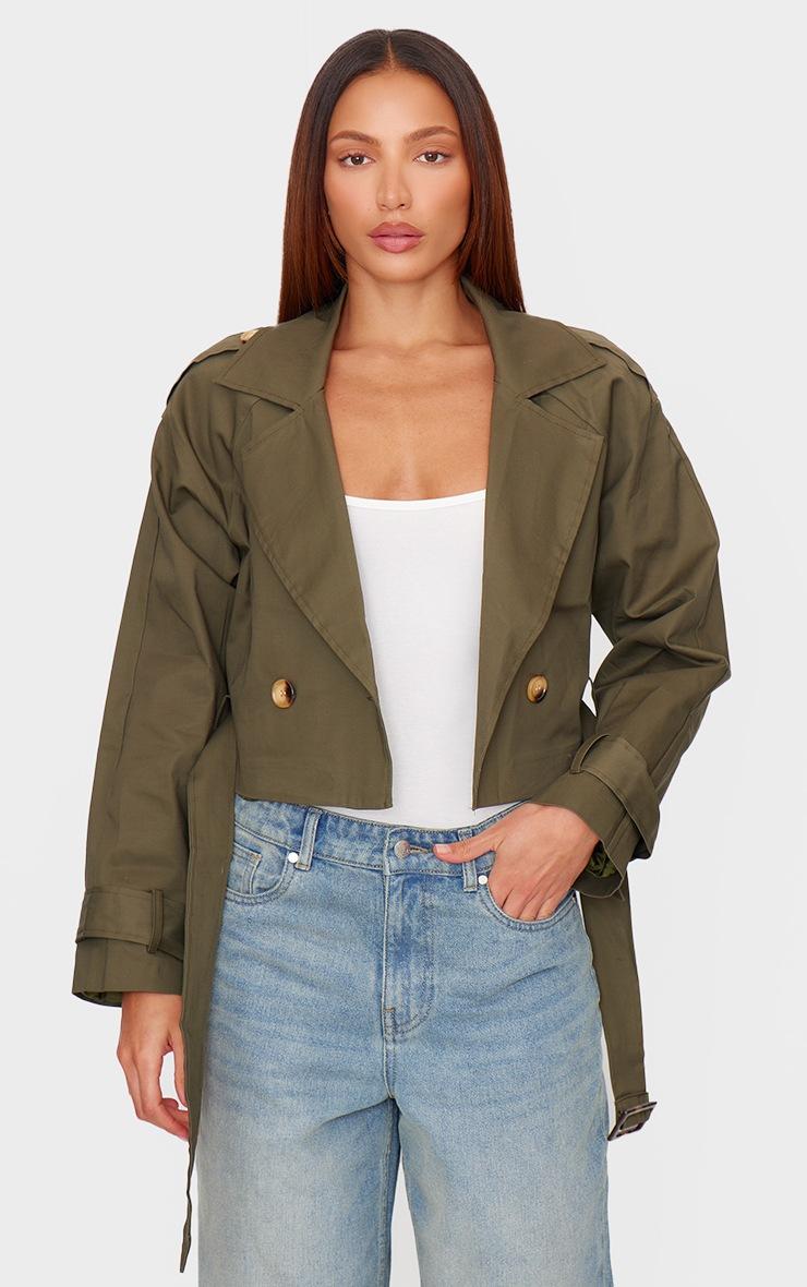 Pretty Little Thing Khaki Cropped Trench Coat