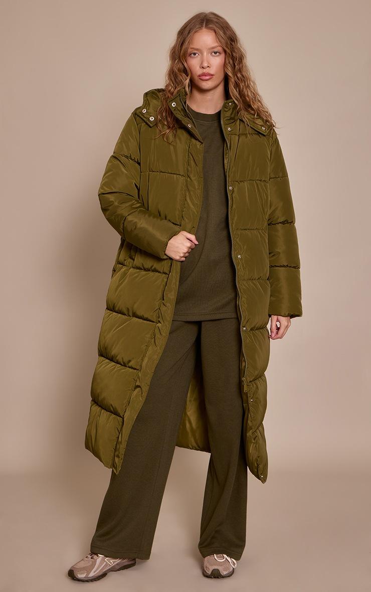 Pretty Little Thing Khaki Longline Puffer Coat