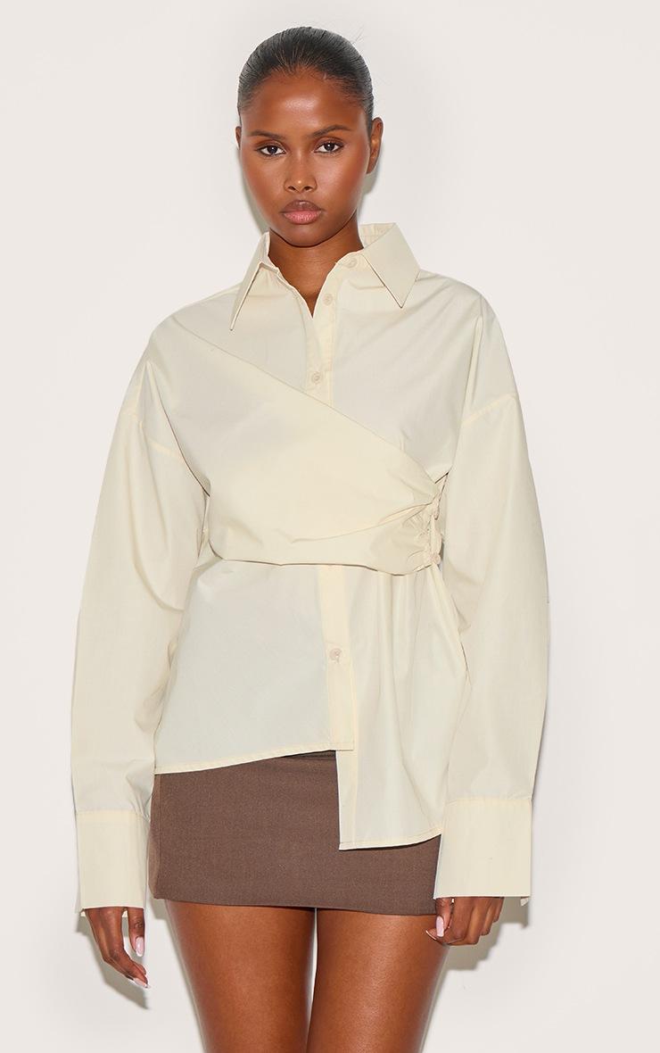 Pretty Little Thing Lemon Asymmetric Drape Shirt