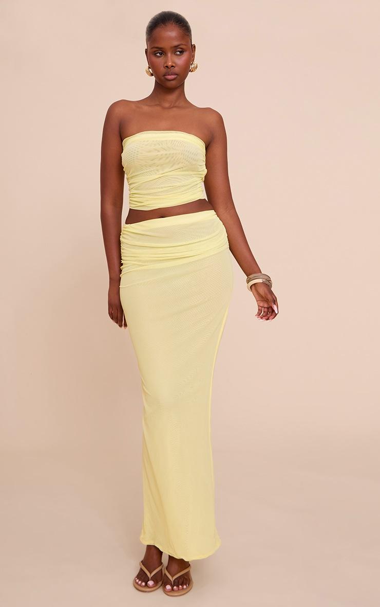 Pretty Little Thing Lemon Chiffon Mesh Bandeau Top