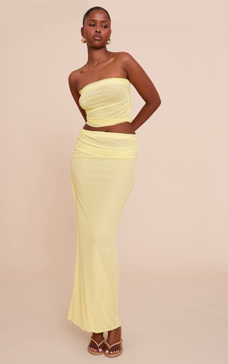 Pretty Little Thing Lemon Chiffon Mesh Maxi Skirt