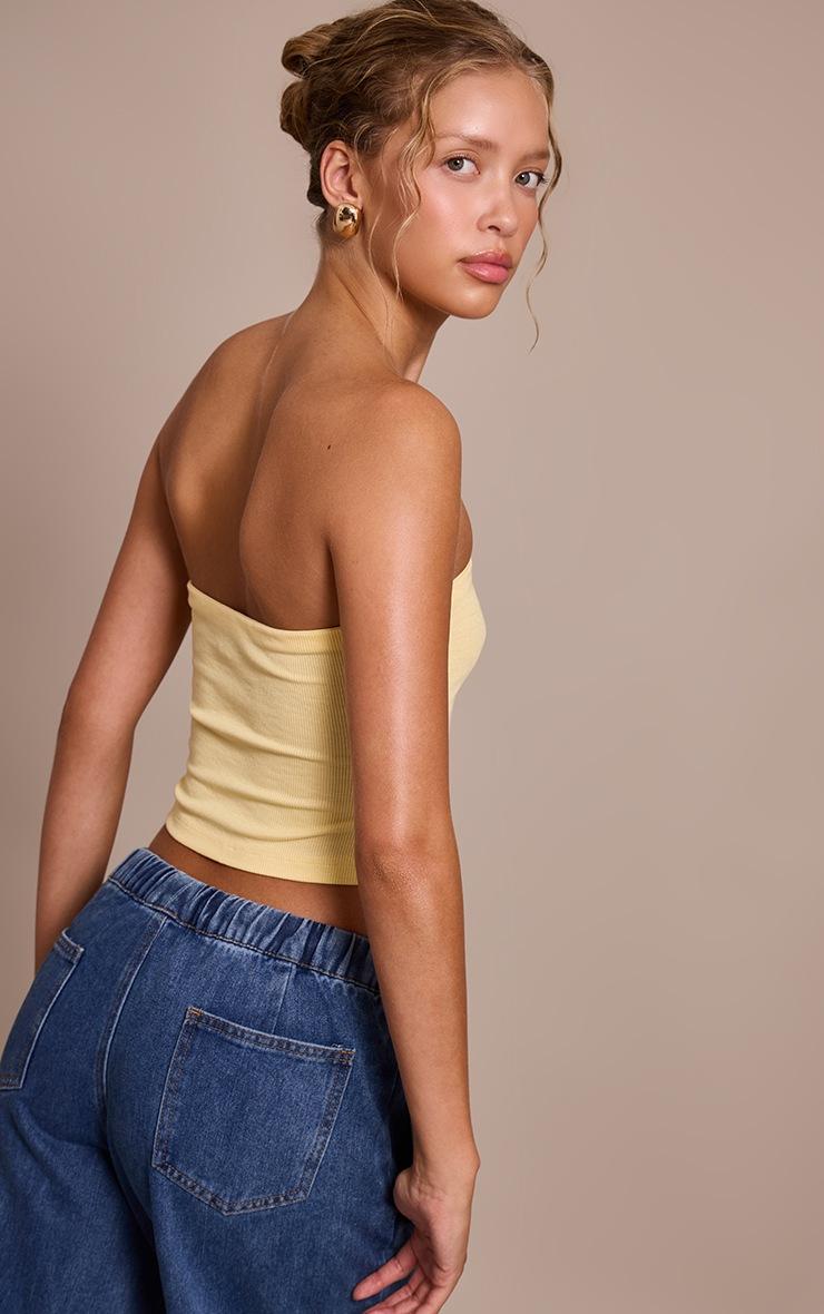 Pretty Little Thing Lemon Soft Rib Bandeau Top