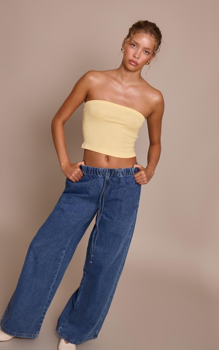 Pretty Little Thing Lemon Soft Rib Bandeau Top