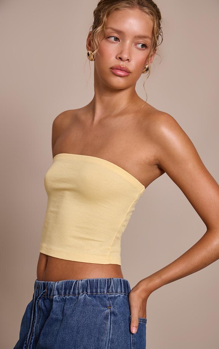 Pretty Little Thing Lemon Soft Rib Bandeau Top