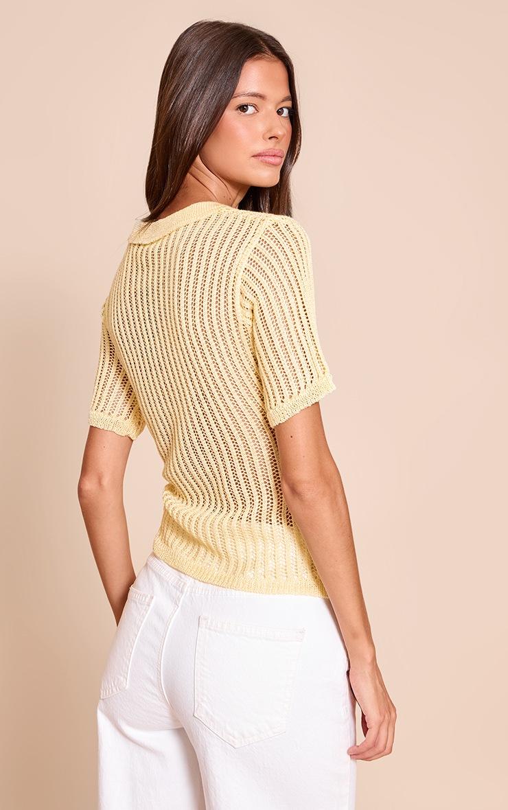 Pretty Little Thing Lemon V Neck Knit Polo Top