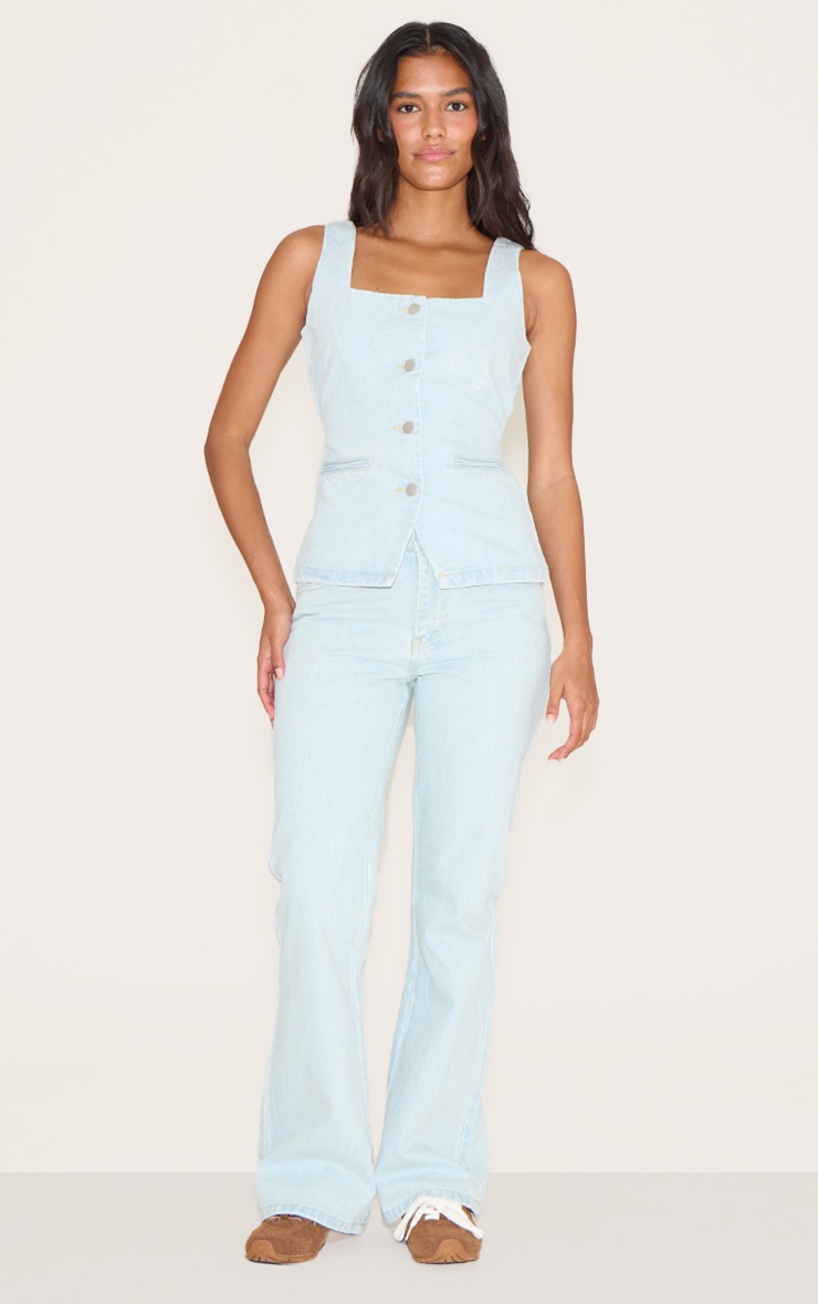 Pretty Little Thing Light Blue Tie Back Denim Top