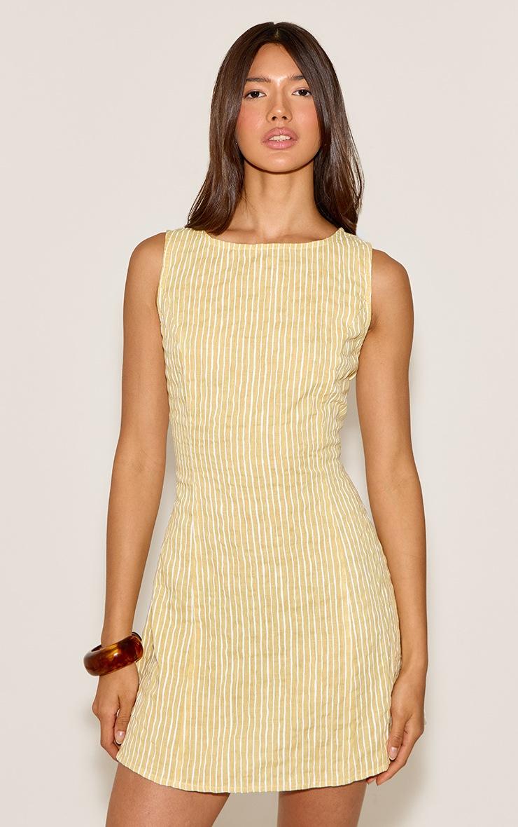 Pretty Little Thing Lime Striped Boat Neck Dress