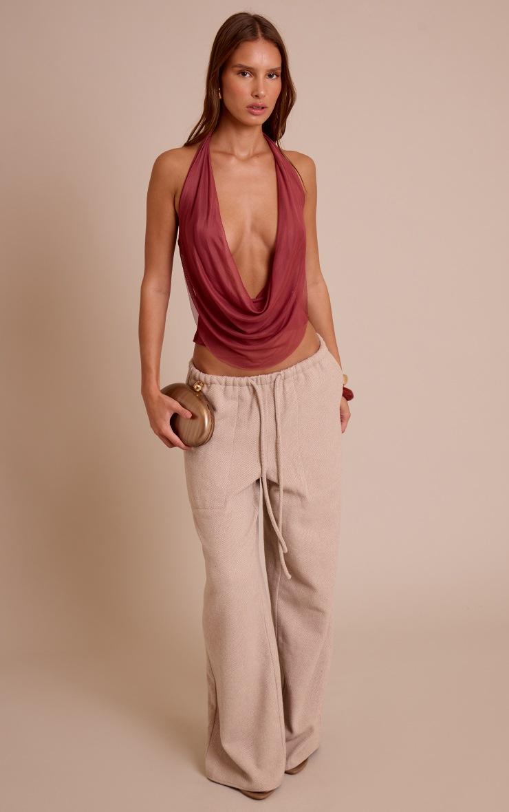 Pretty Little Thing Mauve Mesh Halter Neck Top