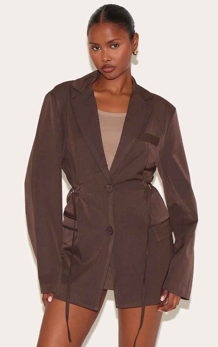 Pretty Little Thing Mocha Belt Detail Blazer