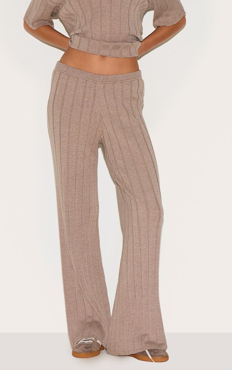 Pretty Little Thing Mocha Wide Rib Knit Pants