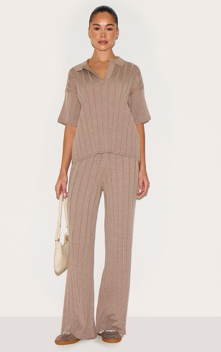 Pretty Little Thing Mocha Wide Rib Knit Pants