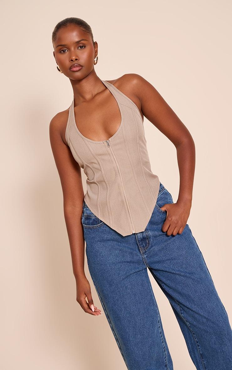 Pretty Little Thing Mushroom Boned Dip Hem Corset