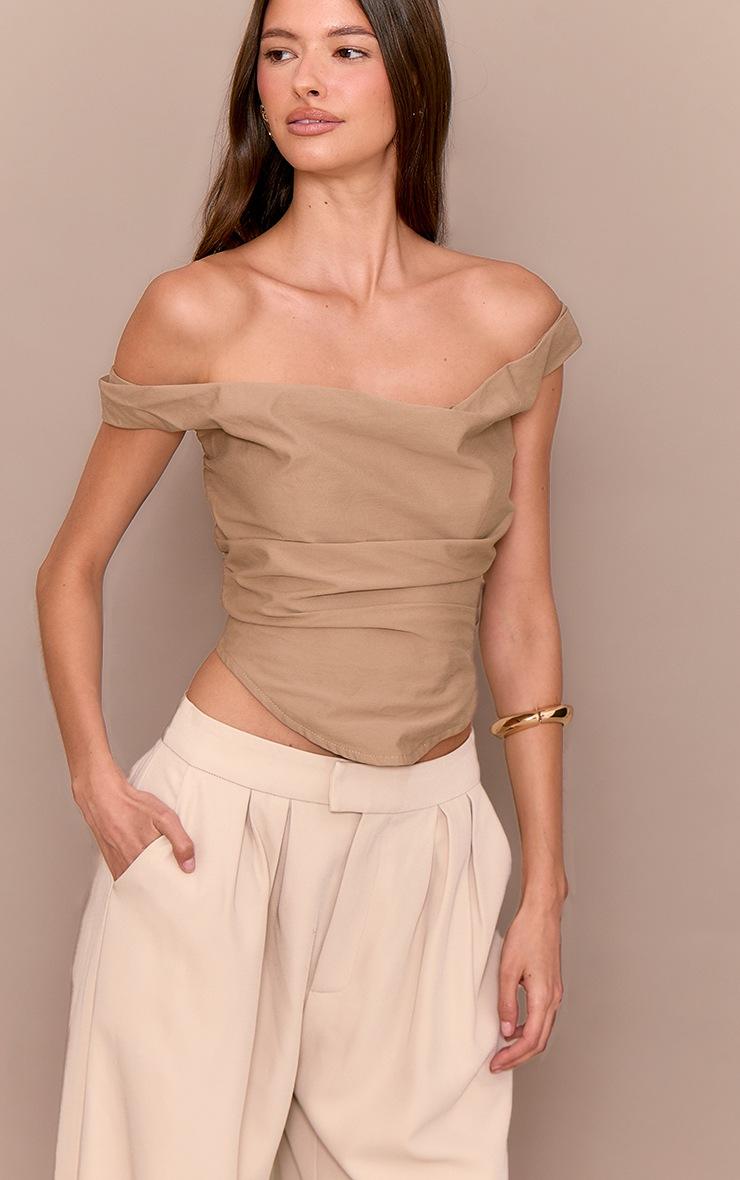 Pretty Little Thing Mushroom Ruched Corset Top