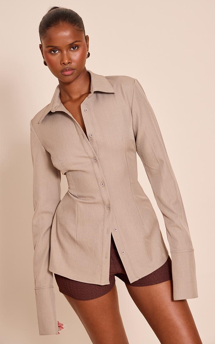 Pretty Little Thing Mushroom Woven Fitted Shirt