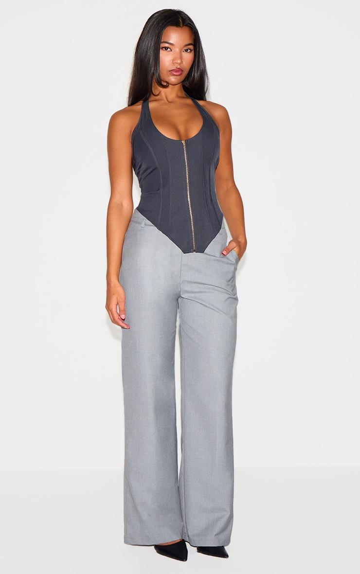 Pretty Little Thing Navy Boned Dip Hem Corset