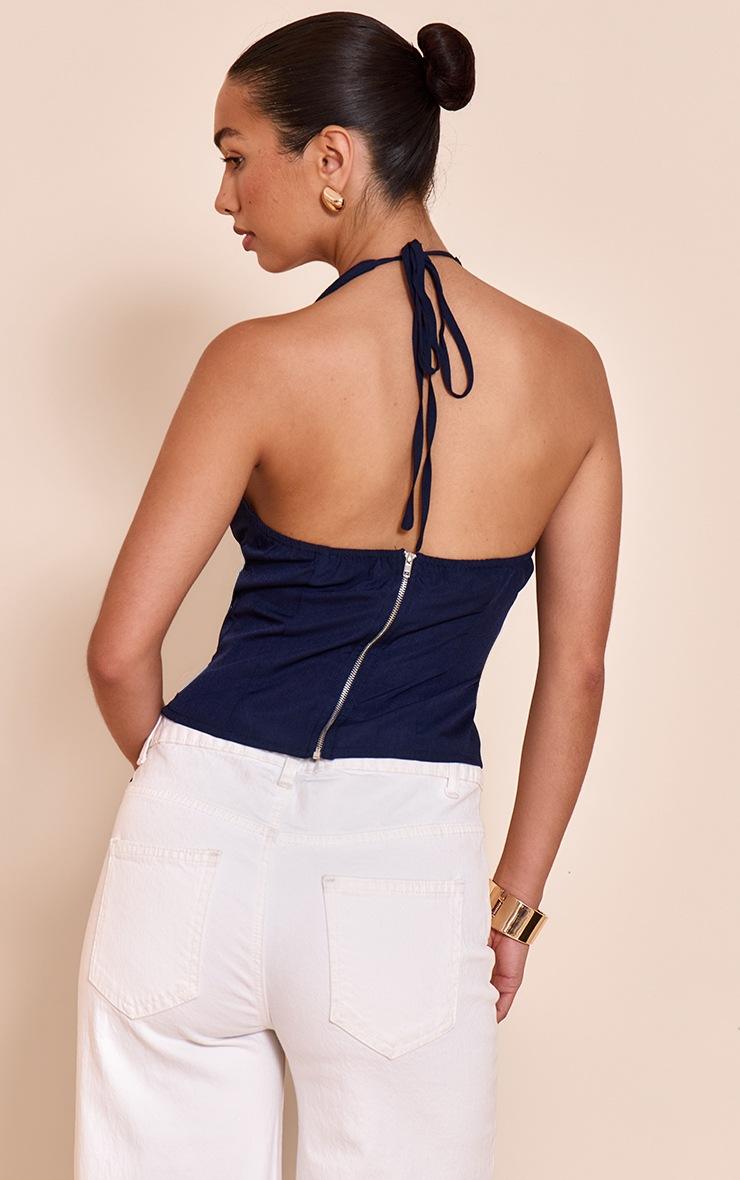 Pretty Little Thing Navy Halterneck Cami Top