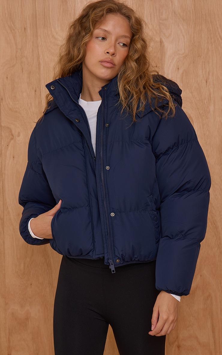 Pretty Little Thing Navy Hooded Puffer Coat