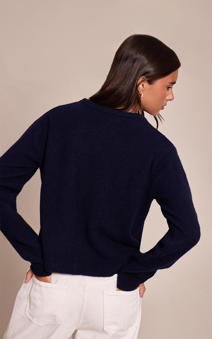 Pretty Little Thing Navy Round Neck Knit Cardigan