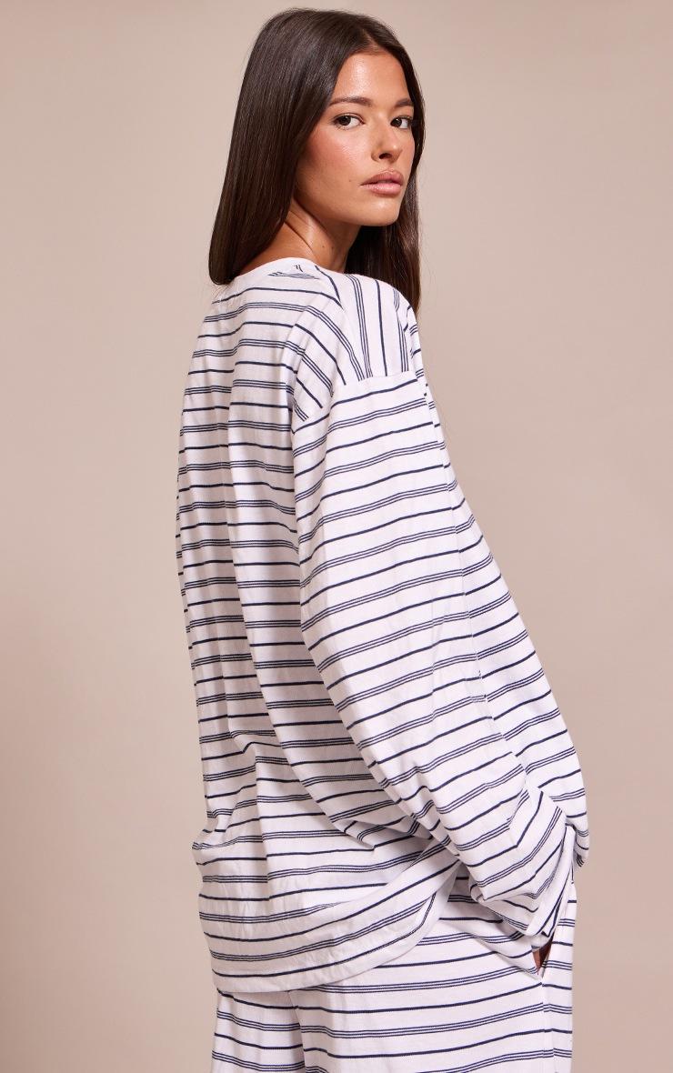 Pretty Little Thing Navy Stripe Long Sleeved Top